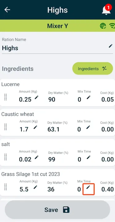 adding mix time for ingredients