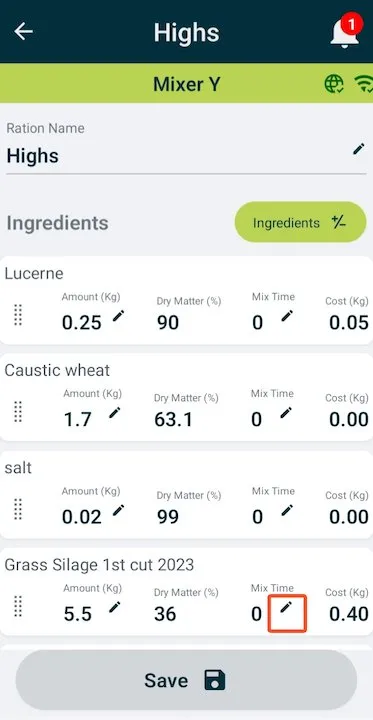 adding mix time for ingredients