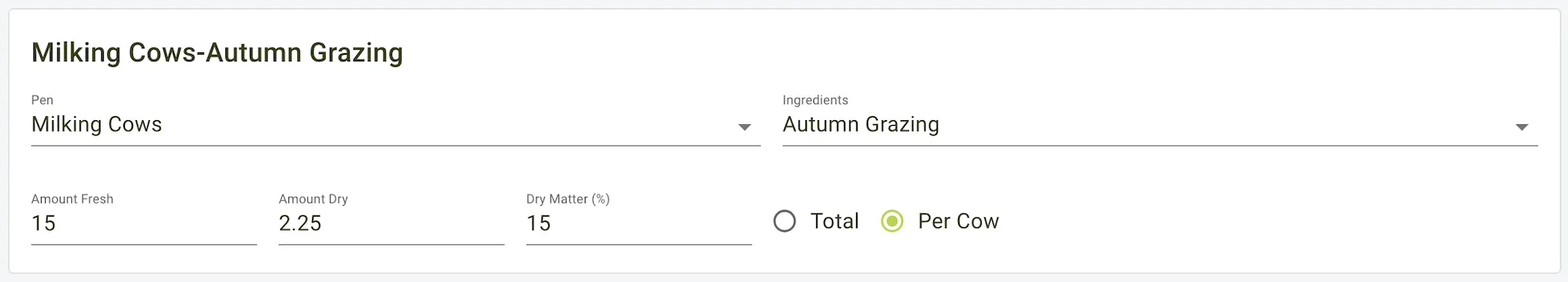 Edit concentrate form