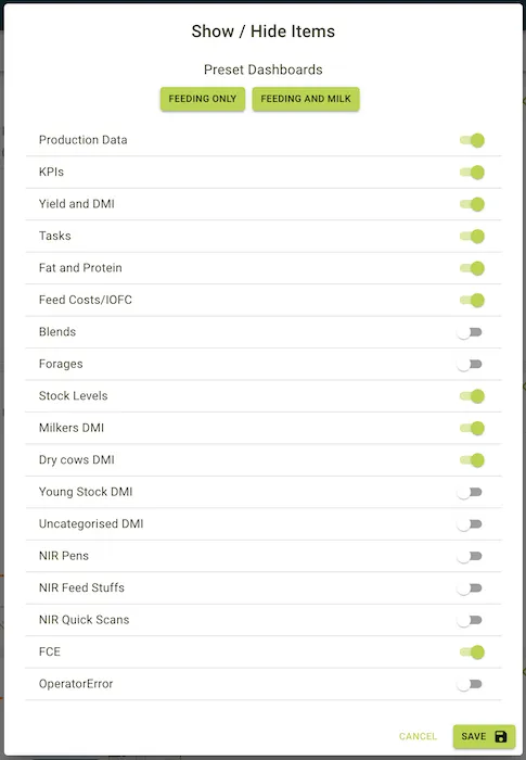 Example view of the tile panel