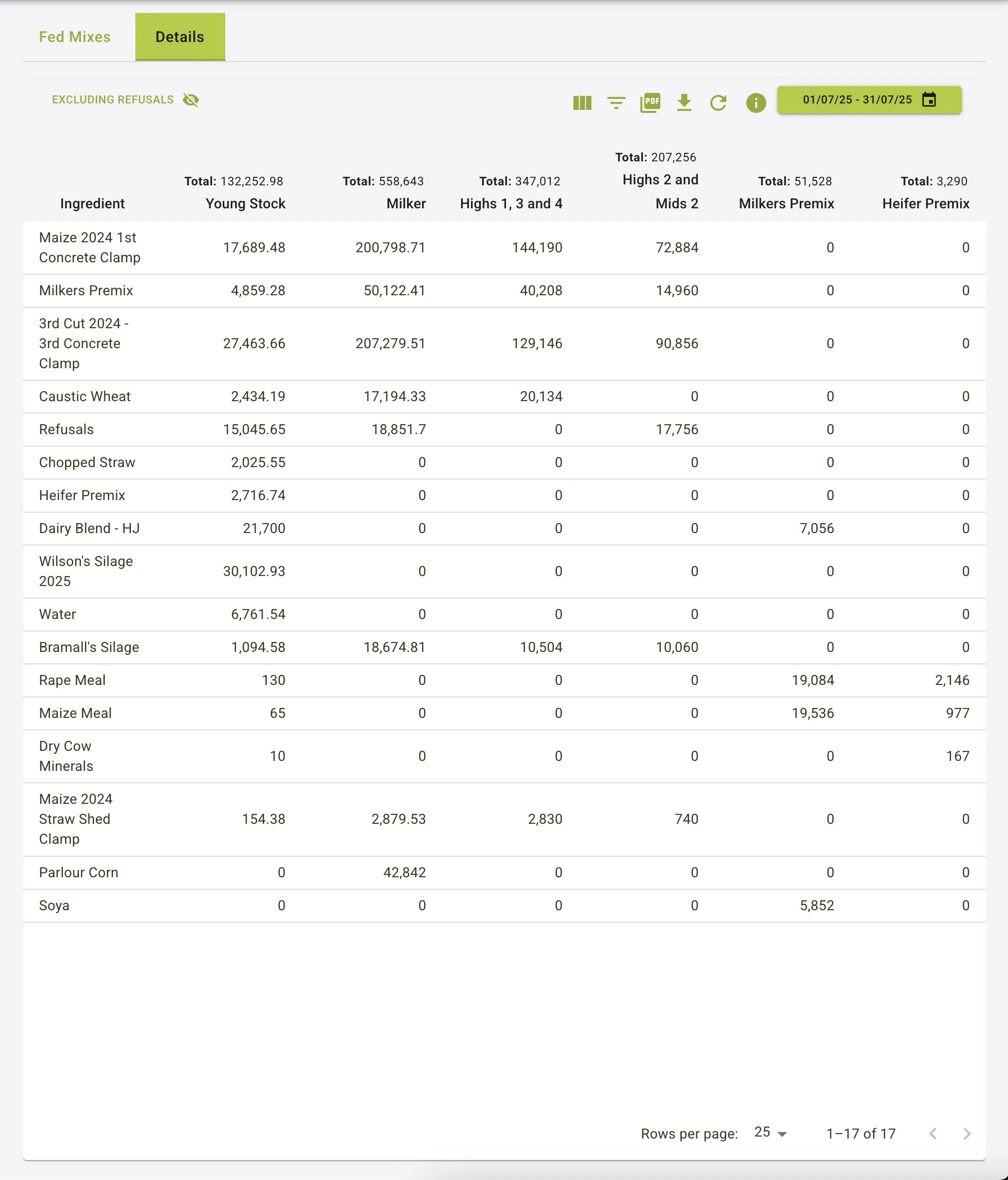 Details tab view