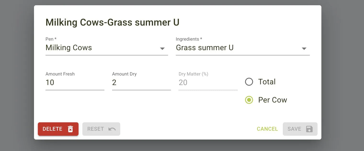 Non-TMR Feed Edit Dialog