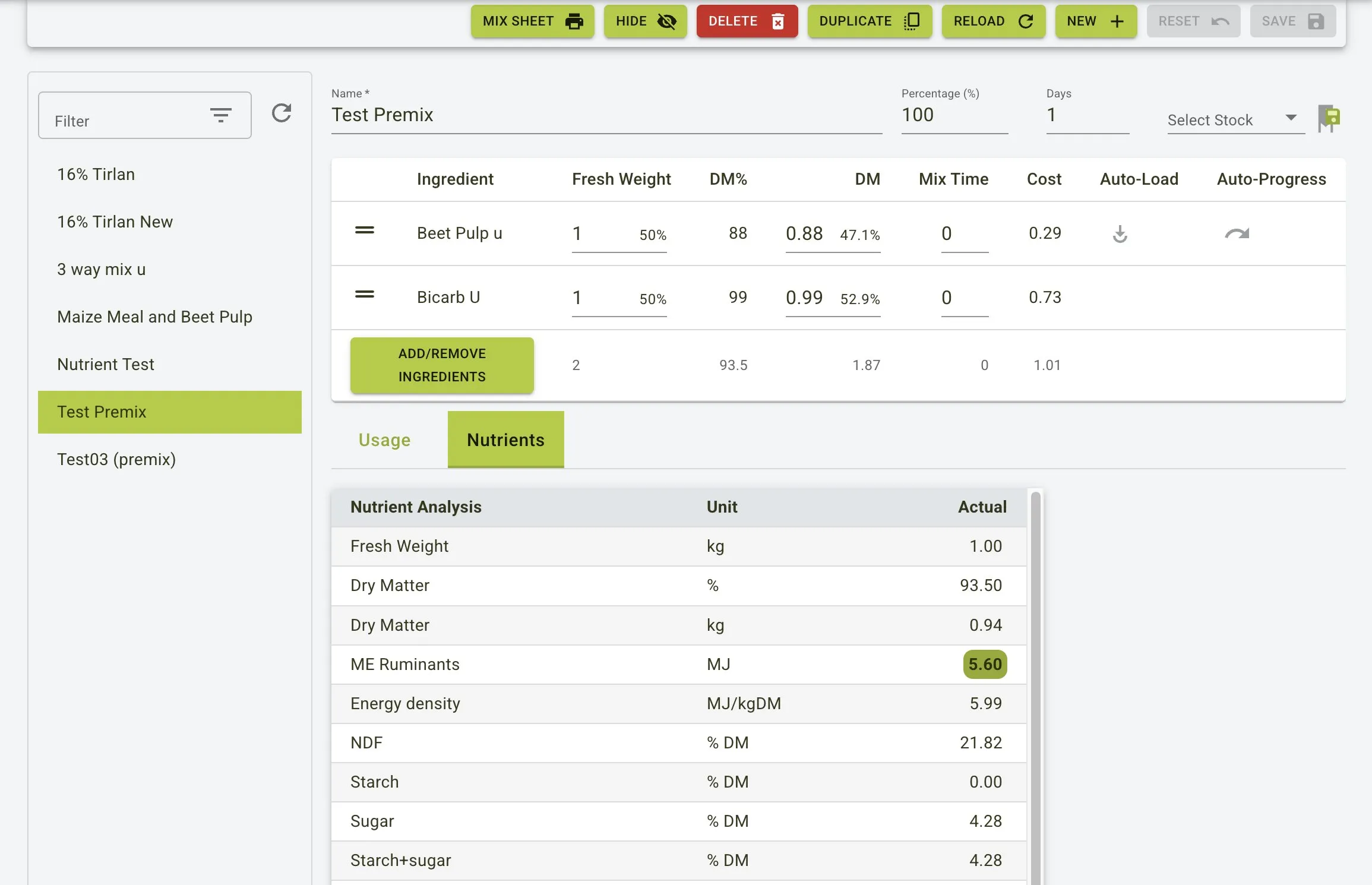 Premix Nutrients View