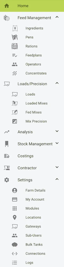 Example view of the sidebar