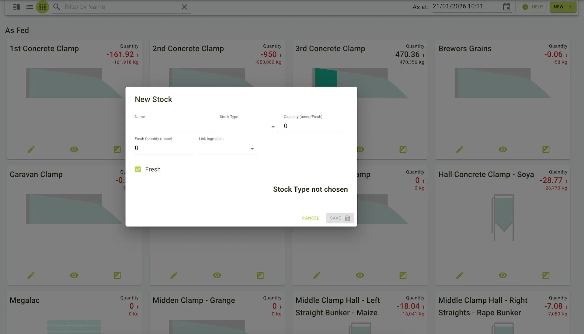 Tile stock
form
